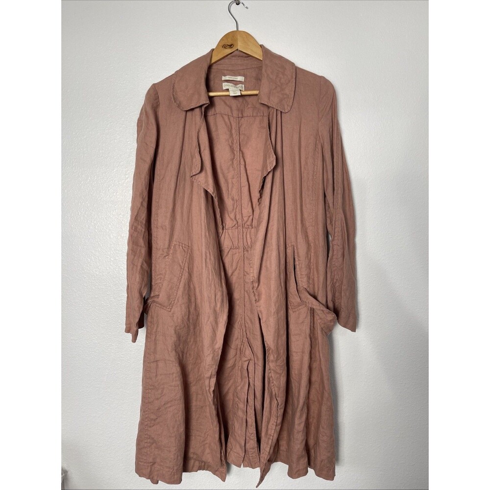 Cynthia Rowley Women Rose Belted Trench Jacket Coat Medium 100% Linen